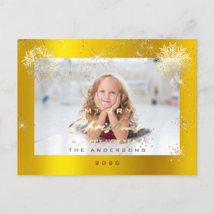 Frohe Weihnachts-Happy Year Gold Snow Spark Foto Postkarte
