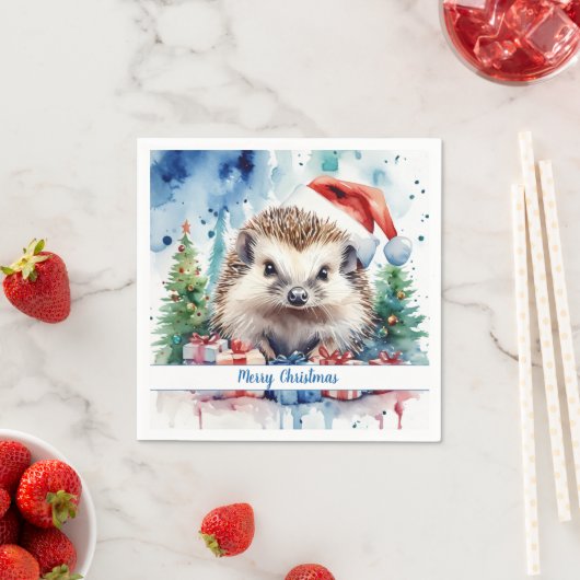 Frohe Weihnachts-Hat-Feier Igel - Serviette (Beispiel)