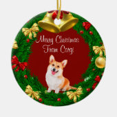 Frohe Weihnachts Haustier Hund Welsh Corgi Keramik Ornament (Vorne)