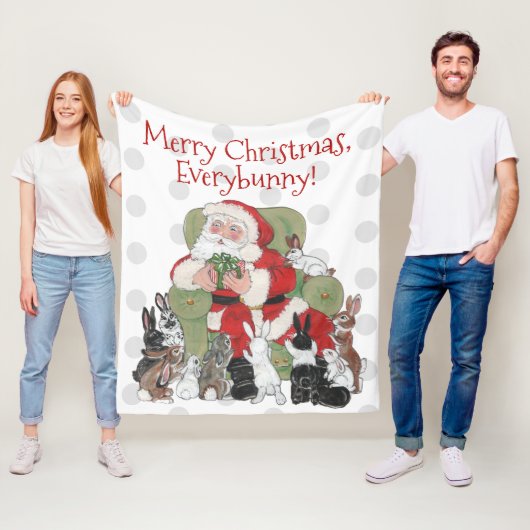 Frohe Weihnachts Haustier Rabbit Bunny Santa Red G Fleecedecke (Beispiel)