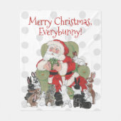 Frohe Weihnachts Haustier Rabbit Bunny Santa Red G Fleecedecke (Vorderseite)
