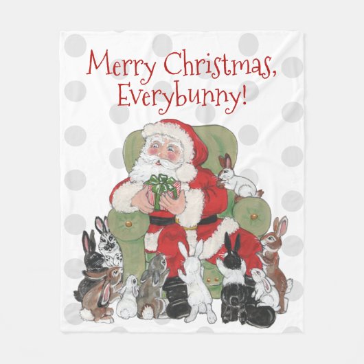 Frohe Weihnachts Haustier Rabbit Bunny Santa Red G Fleecedecke (Vorderseite)
