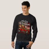 Frohe Weihnachts Heifer Tiere Farm Santa Red Truc Sweatshirt (Vorne ganz)