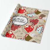 Frohe Weihnachts heiße Kakaowrapping Papier Geschenkpapier (Ungerollt)