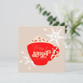 Frohe Weihnachts-heiße Schokolade Rote Schneeflock Karte (Stehend Vorderseite)