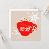 Frohe Weihnachts-heiße Schokolade Rote Schneeflock Karte (Vorderseite/Rückseite Beispiel)