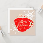 Frohe Weihnachts heiße Schokolade Tan Snowflake Ca Karte (Vorderseite/Rückseite Beispiel)