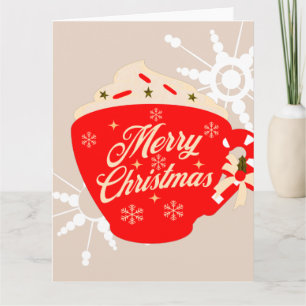 Frohe Weihnachts heiße Schokolade Tan Snowflake Karte