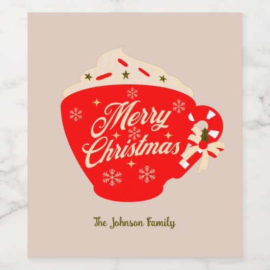 Frohe Weihnachts heiße Schokolade Tan Weinetikett (Einzelnes Label)