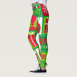 Frohe Weihnachts-Helle Weihnachten Rot und Grün Leggings