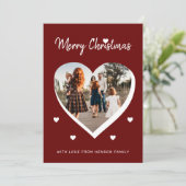 Frohe Weihnachts-Herz-Familie Foto Feiertagskarte (Stehend Vorderseite)