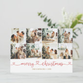 Frohe Weihnachts Herz Foto Collage Feiertagskarte (Stehend Vorderseite)