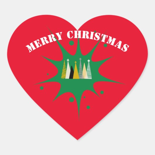 Frohe Weihnachts Herz Herz-Aufkleber (Vorderseite)