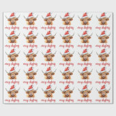 Frohe Weihnachts-Highland-Kuh Geschenkpapier (Flach)