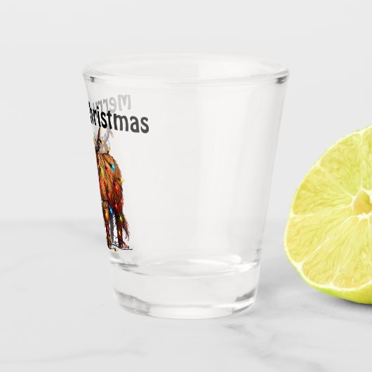 Frohe Weihnachts-Highland-Kuh Schnapsglas (Rechts)