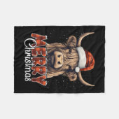 Frohe Weihnachts Highland Kuh Western Weihnachtsma Fleecedecke (Vorderseite (Horizontal))