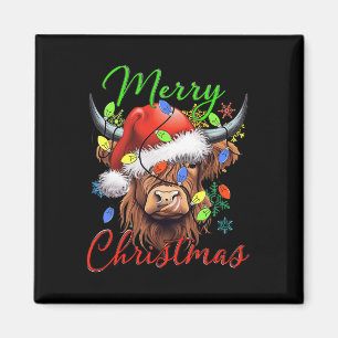 Frohe Weihnachts Highland Kuh Western Weihnachtsma Magnet