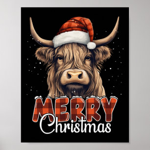 Frohe Weihnachts Highland Kuh Western Weihnachtsma Poster