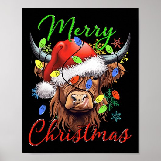 Frohe Weihnachts Highland Kuh Western Weihnachtsma Poster (Vorne)