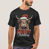 Frohe Weihnachts Highland Kuh Western Weihnachtsma T-Shirt (Vorderseite)