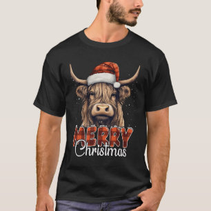 Frohe Weihnachts Highland Kuh Western Weihnachtsma T-Shirt