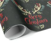 Frohe Weihnachts-Hirsch-Antler Geschenkpapier (Rolleneckpunkt)