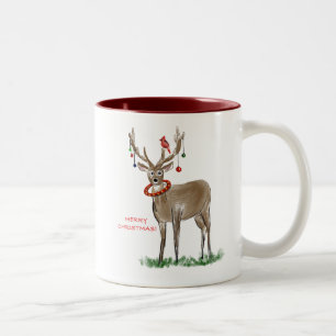Frohe Weihnachts-Hirsch-Tasse Zweifarbige Tasse