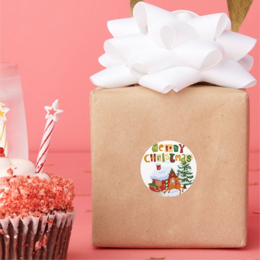 Frohe Weihnachts-Hirsch und Schlittenkleber Runder Aufkleber (Party)