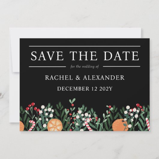 Frohe Weihnachts-Hochzeit speichern Sie die Datums Save The Date (Vorderseite)