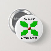 Frohe Weihnachts Holly Button (Vorne & Hinten)