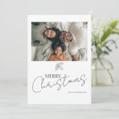 Frohe Weihnachts-Holly-Fotokarte Feiertagskarte (Stehend Vorderseite)