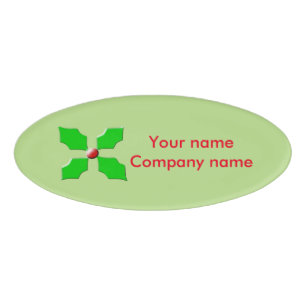 Frohe Weihnachts-Holly-Individuelle Name-Tag Namenschild