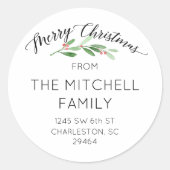 Frohe Weihnachts Holly Rücksendeadresse Sticker (Vorderseite)