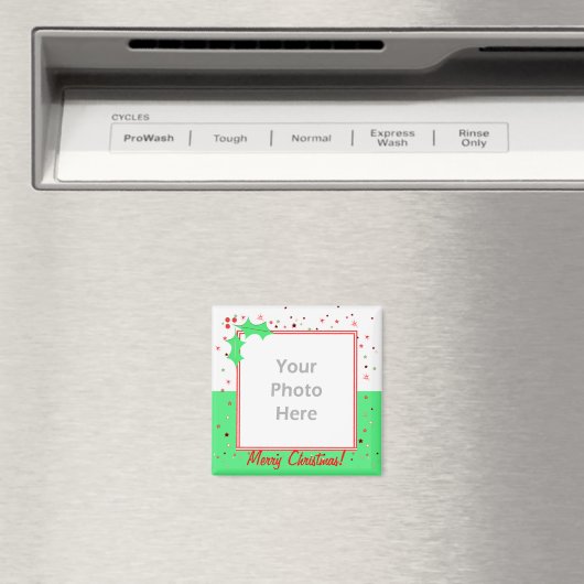 Frohe Weihnachts-Holly-Stars (Foto-Rahmen) Magnet (In Situ (Geschirrspüler))