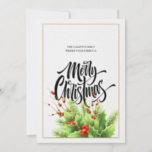 Frohe Weihnachts-Holly-Weihnachtskarte Feiertagskarte