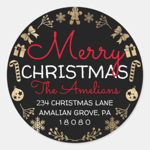 Frohe Weihnachts-Holly-Wreath-UAWG Runder Aufkleber