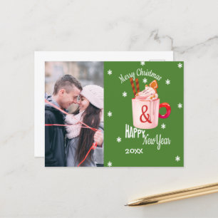Frohe Weihnachts Hot Coco Couple Foto Postcard Postkarte