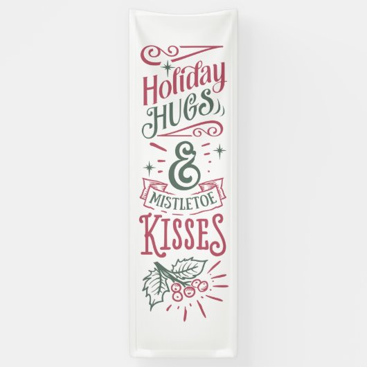 Frohe Weihnachts-Hugs und Mistletoe Kisses Banner (Vertikal)