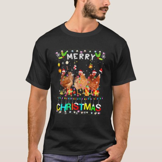 Frohe Weihnachts Hühnchen Shirt Weihnachtsmannmütz (Vorderseite)