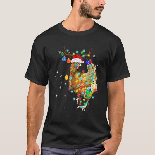 Frohe Weihnachts Hühnchen Shirt Weihnachtsmannmütz (Vorderseite)