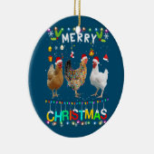 Frohe Weihnachts Hühnchen Shirt Weihnachtsmannmütz Keramik Ornament (Rechts)