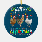 Frohe Weihnachts Hühnchen Shirt Weihnachtsmannmütz Keramik Ornament (Vorne)