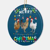 Frohe Weihnachts Hühnchen Shirt Weihnachtsmannmütz Keramik Ornament (Links)