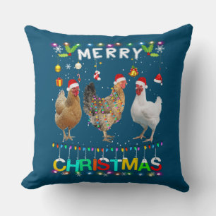 Frohe Weihnachts Hühnchen Shirt Weihnachtsmannmütz Kissen