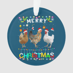 Frohe Weihnachts Hühnchen Shirt Weihnachtsmannmütz Ornament