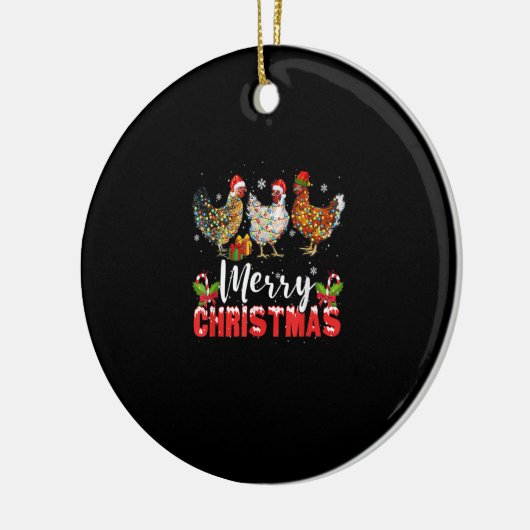 Frohe Weihnachts-Hühnchen-Shirts Funny Weihnachtsm Keramik Ornament (Links)