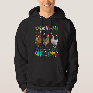 Frohe Weihnachts Hühnchen Weihnachtsmannmütze Ligh Hoodie