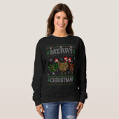 Frohe Weihnachts Hühnchen Weihnachtsmannmütze Ligh Sweatshirt (Vorne ganz)