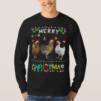 Frohe Weihnachts Hühnchen Weihnachtsmannmütze Ligh T-Shirt