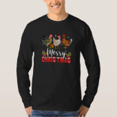 Frohe Weihnachts Hühnchen Weihnachtsmannmütze Ligh T-Shirt (Vorderseite)